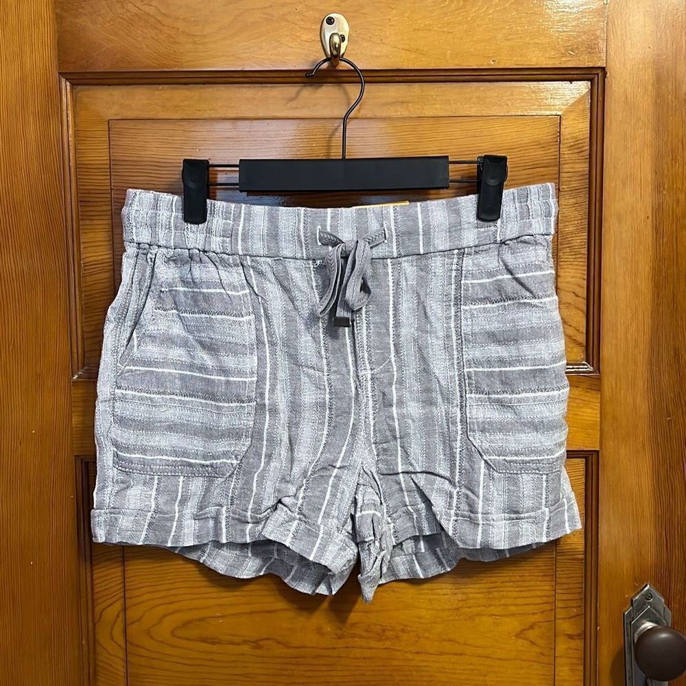 Style & Co. Grey Stripe Comb Linen Blend Soft Mid Rise Shorts Women’s Small